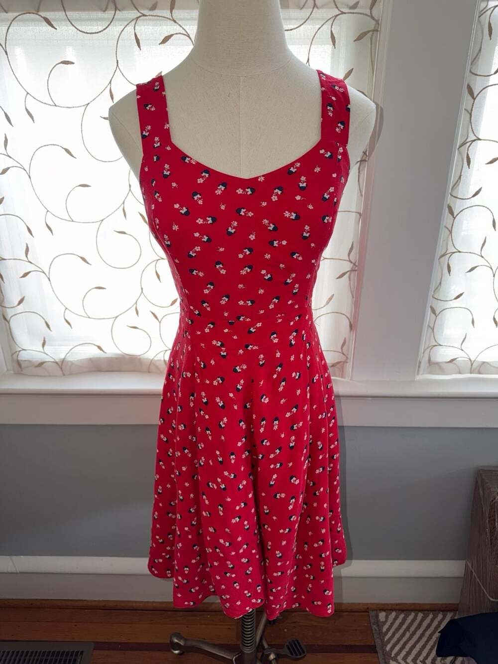 Disney x LC Lauren Conrad Minnie Mouse Red Floral Fit and Flare Dress